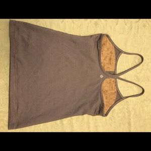 lululemon athletica Tops - Lululemon Power Y Tank in grey and white. Size 6. lululemon athletica Tops - Lululemon Power Y Tank in grey and white. Size 6.